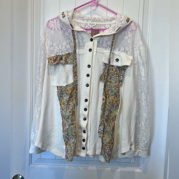 POL Floral Material & Lace Hooded Jacket Sz Medium NWT - Picture 2 of 16